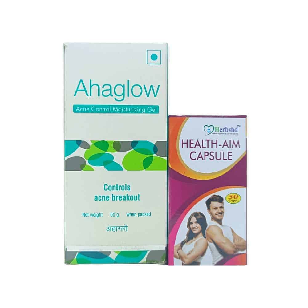 Ahaglow Acne Control Moisturizing Gel And Health Aim Capsule Combo Pack