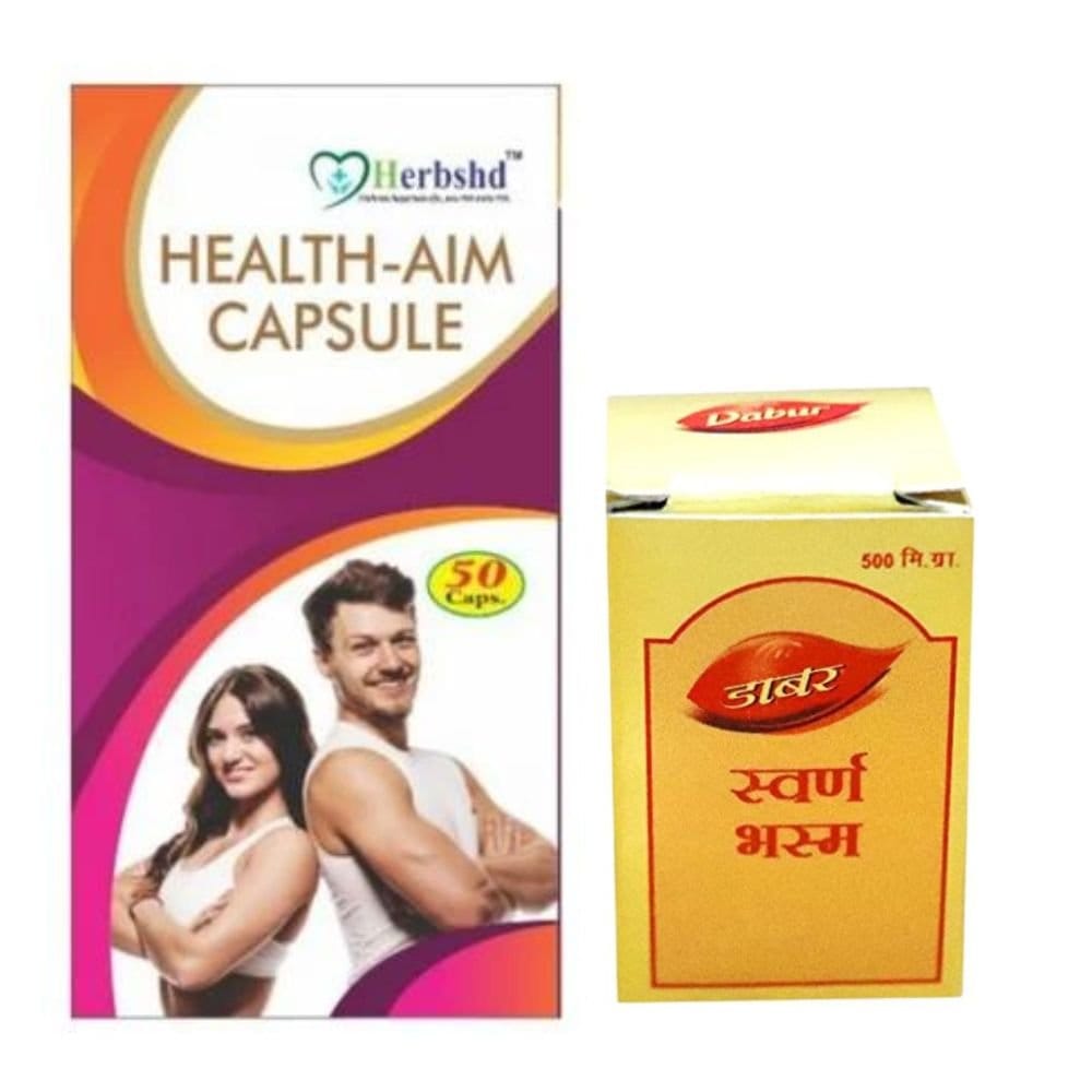 Ayurvedic Dabur Swarna Bhasma & Health aim capsule (combo pack)