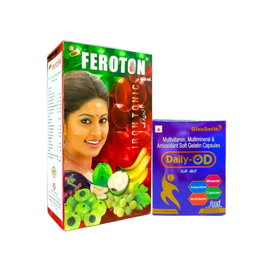 Ayurvedic Feroton Iron Tonic &amp; Daily-OD Capsule (Combo Pack)