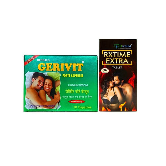 Ayurvedic Gerivit Forte Capsule &amp; Rx Time Extra Tablet Combo