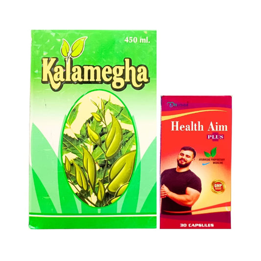 Ayurvedic Kalamegha Syrup 450ml & Health Aim Plus 30'Capsule