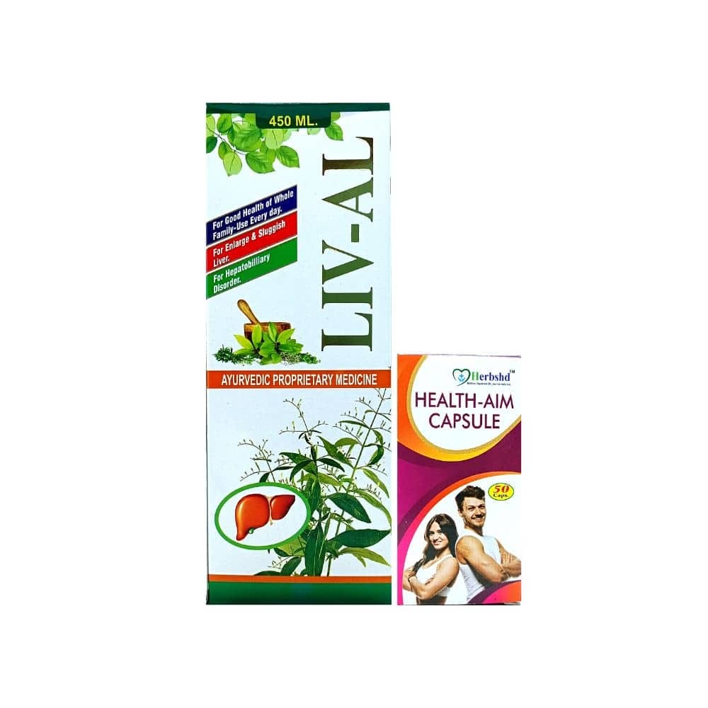 Ayurvedic Liver care LIV-AL Tonic &amp;Health Aim Multivitamin capsule combo for Good Health