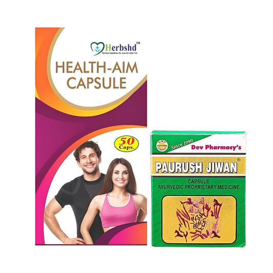 Ayurvedic Paurush Jiwan & Health Aim Capsule Combo Immunity Booster | 60's | 50's