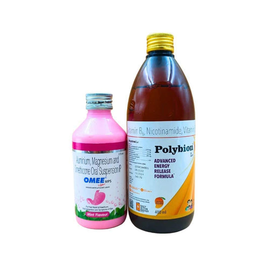 Polybion LC Mango Flavour Syrup Of 400ml Bottle And Omee MPS Antacid Liquid 170ml (Combo)pack of 2