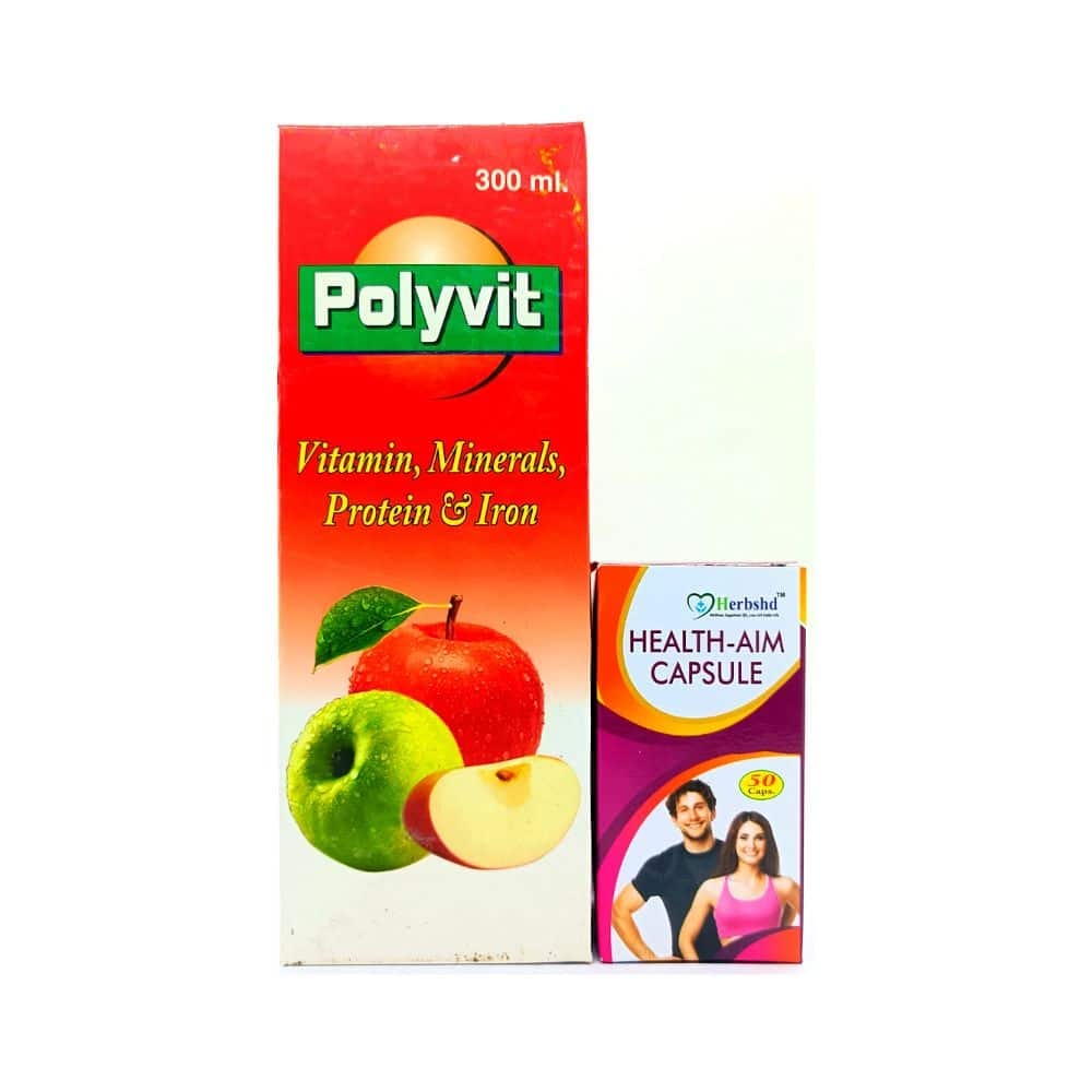 Polyvit vitamin Syrup for Weight gain And Health-Aim capsule for General weakness  Combo