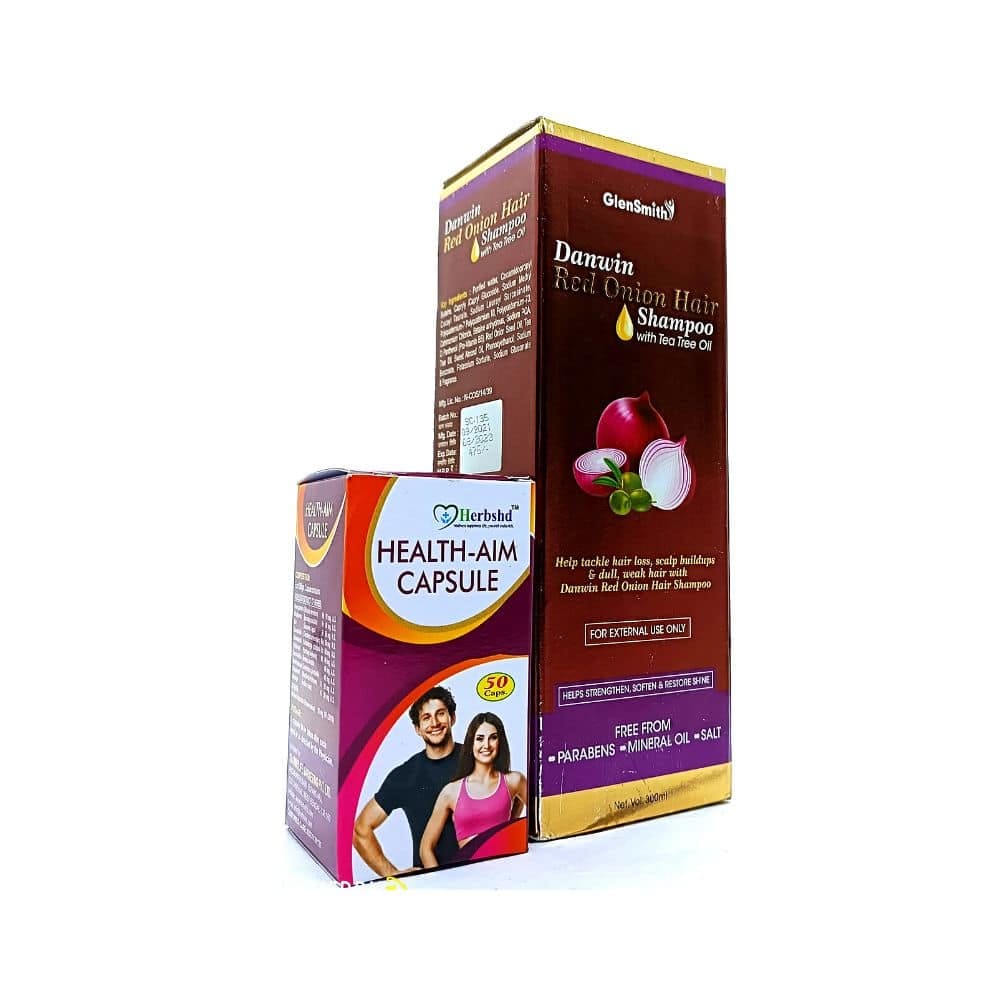 Best Hair fall Reduce Red Onion Shampoo And Weight gainer health aim Capsule