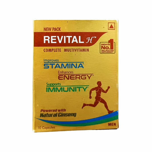 Revital H Men Multivitamin with Calcium, Zinc & Ginseng for Immunity, Strong Bones & Energy