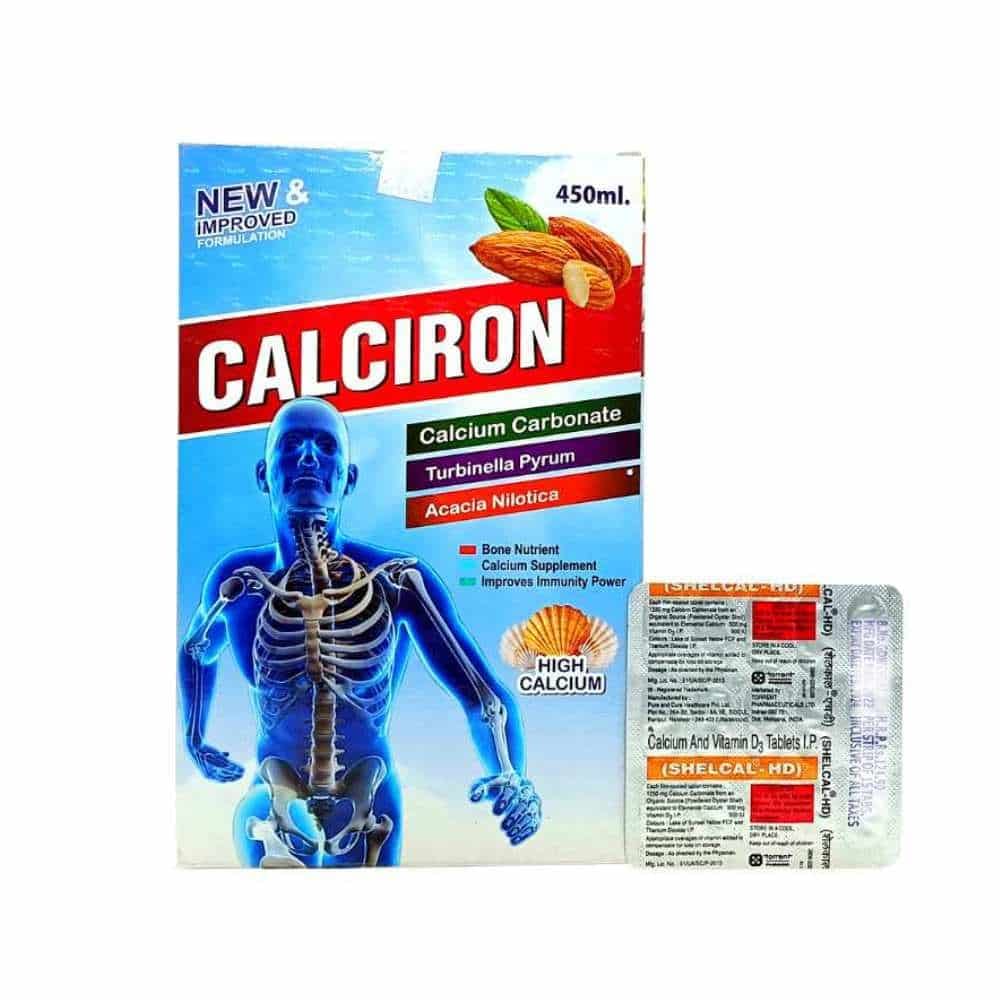 Shelcal-HD 15 Tablets And Calciron Syrup 450ml Combo (Pack of 2 )