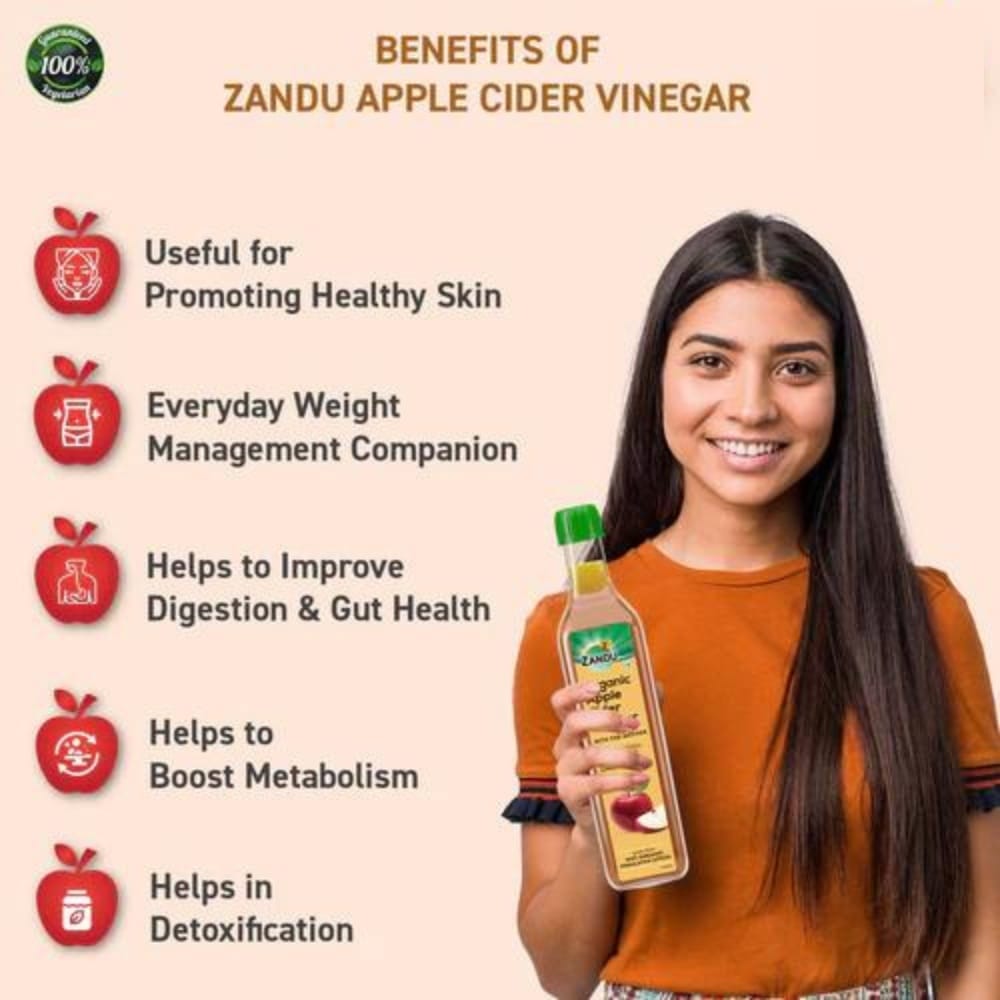 Zandu Organic Apple Cider Vinegar With Mother (500ml)