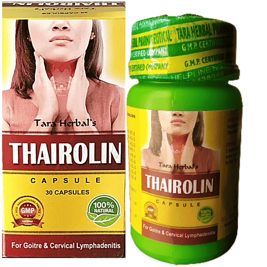 BUY THYROID TREATMENT THAIROLIN CAPSULE  FOR GOITRE TARA HERBALS ( PACK OF 3)